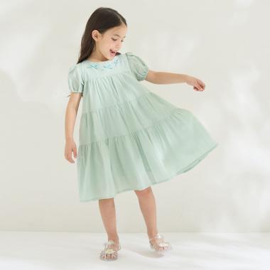 【綿100％】【かるふわ】ティアードワンピース