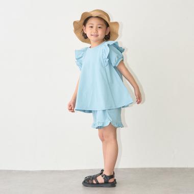 【一部予約商品】【水陸両用】【街でも海でも】【セットアップ】チュニックＴシャツ・ショートパンツセット【子供服】【キッズ】【女の子】