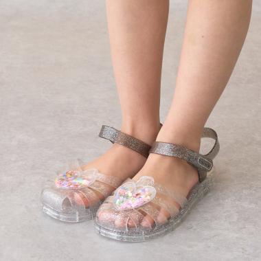 クリアラメキラキラハートサンダル