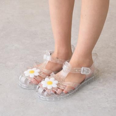 クリアラメデイジーサンダル