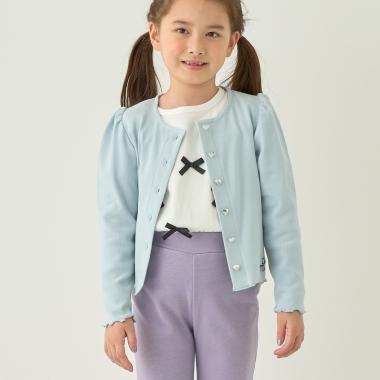 【ミニ丈】ハート釦テレコカーディガン【子供服】【キッズ】【女の子】