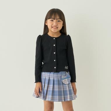 【ミニ丈】ハート釦テレコカーディガン【子供服】【キッズ】【女の子】