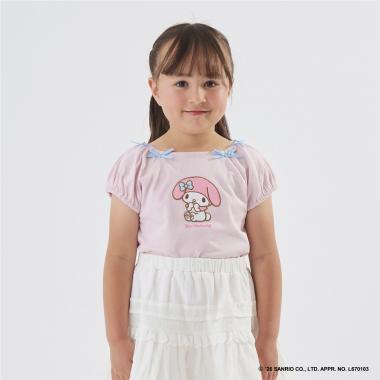 【サンリオキャラクターズ】【綿100%】【シャーベットＴ】アソートアップリケリボン付きＴシャツ