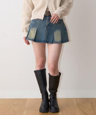 デニムBOXプリーツスカート【韓国ファッション】