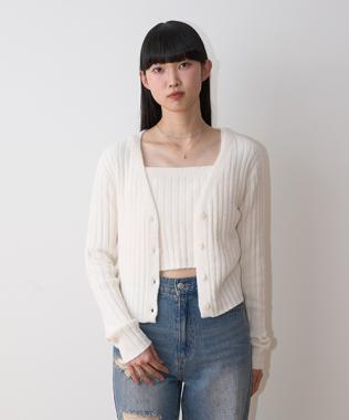 リブカーデキャミSET【韓国ファッション】