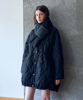 マフラーつきキルトブルゾン【韓国ファッション】