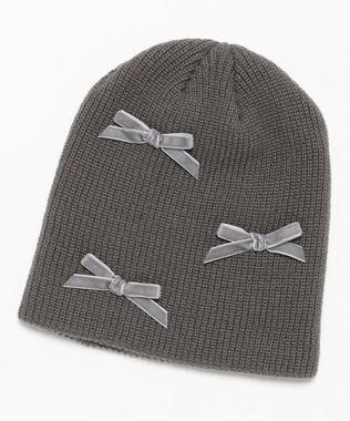 ベロアリボンニット帽【韓国ファッション】