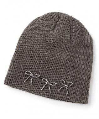 ビーズリボンニット帽【韓国ファッション】