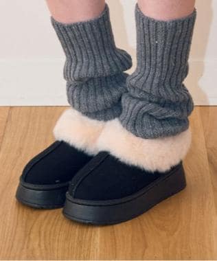 フェイクファームートン風アンクルブーツ【韓国ファッション】