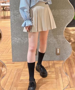 キルトベルトプリーツスカート【韓国ファッション】