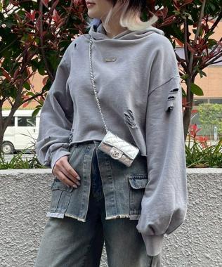 ダメージクロップドパーカ【韓国ファッション】