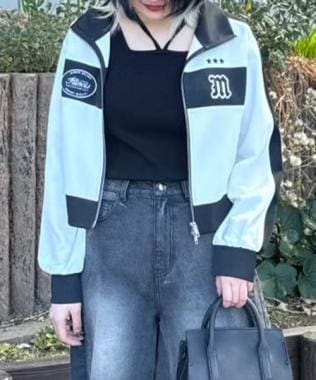 バイカラーロゴトラックジャケット【韓国ファッション】