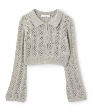 透かし編みポロカーディガン【韓国ファッション】