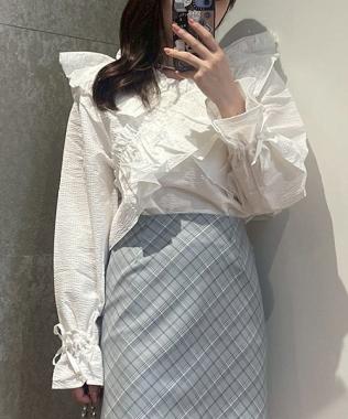 クロスフリルブラウス【韓国ファッション】