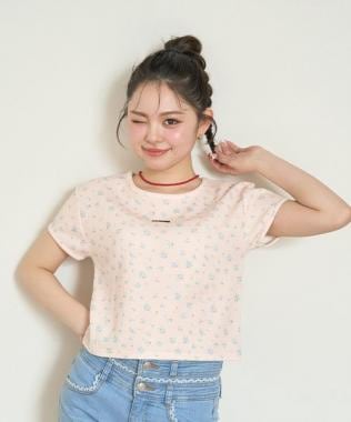 小花柄ワッフル半袖Tシャツ【韓国ファッション】
