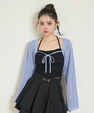 メッシュリボンカーディガン【韓国ファッション】