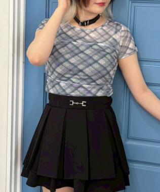 チェックシアー半袖インナー【韓国ファッション】