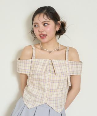 オフショルベルトブラウス【韓国ファッション】