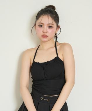 ギャザーホルターブラトップ【韓国ファッション】
