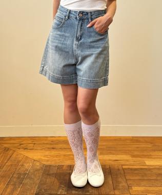 デニム5分丈ショートパンツ