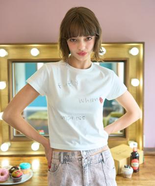 スパンコールロゴ半袖Tシャツ【韓国ファッション】