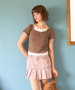 ViVi9月号掲載ドットキャミレイヤードトップス【韓国ファッション】