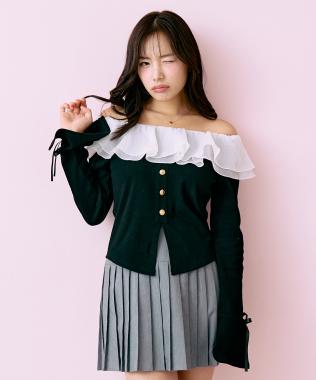 フリルオフショルプルオーバー【韓国ファッション】
