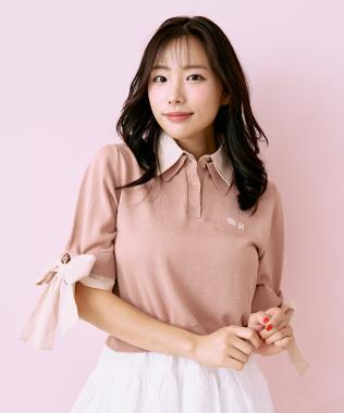 リボンスリーブレイヤードニット【韓国ファッション】