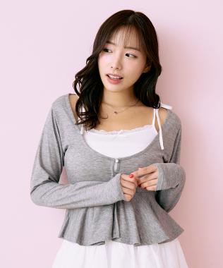 ペプラムレイヤードキャミSET【韓国ファッション】