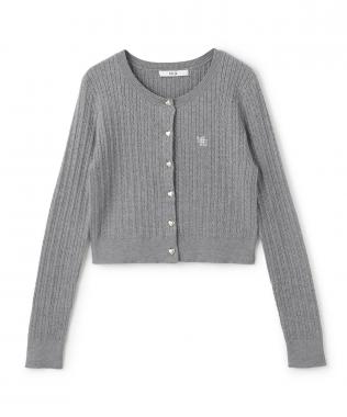 ハート釦ケーブルカーディガン【韓国ファッション】