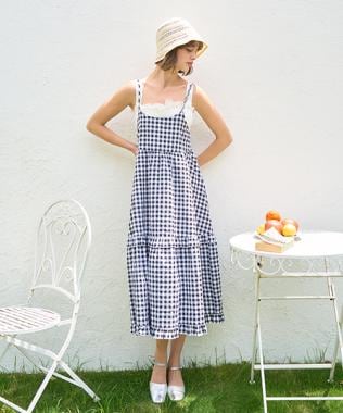 ギンガムチェックキャミワンピース【韓国ファッション】