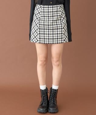 ツイードレースアップスカート【韓国ファッション】