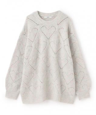 ハート編みMIXルーズニット【韓国ファッション】