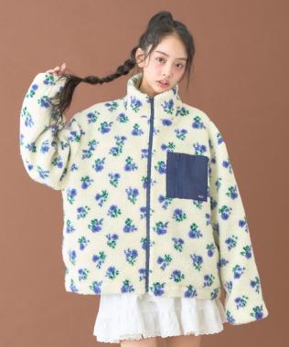柄ボアブルゾン【韓国ファッション】