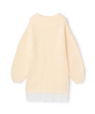 裾レースニットワンピース【韓国ファッション】