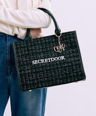 チャームつきツイードトートBAG【韓国ファッション】