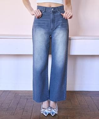 ハートロゴストレートデニムパンツ