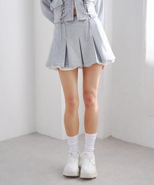 レイヤードカットプリーツミニスカート