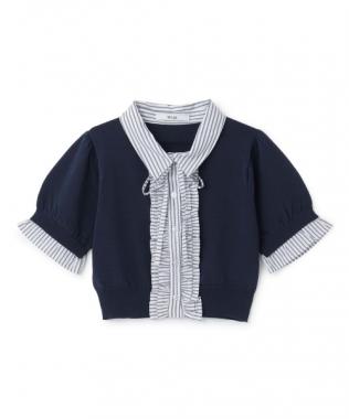 フリルレイヤード半袖ニットプルオーバー