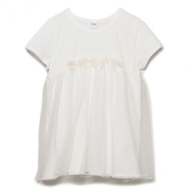 チュール切り替えフラワーチュニック