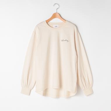 バック花プリントロングTシャツ