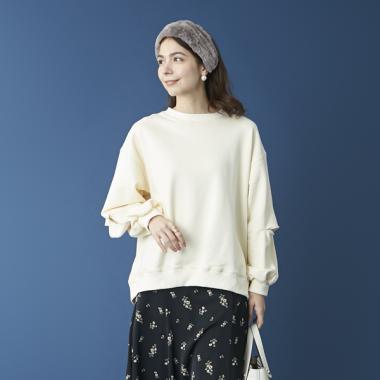 裏毛 袖スリットトレーナー