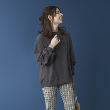 裏毛 袖スリットトレーナー