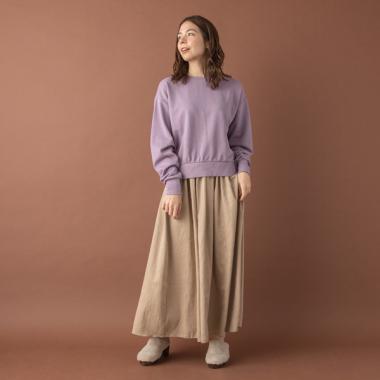 裏毛無地トレーナー×プリーツスカートセット