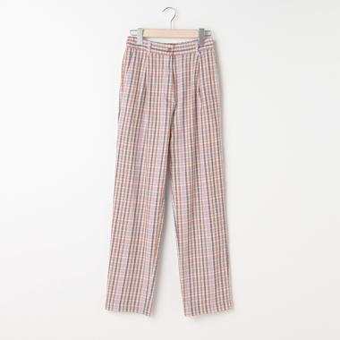 カラーチェックタックパンツ