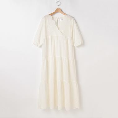 裾レーススカラップワンピース