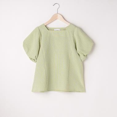 【リンク】ギンガムショート丈ブラウス