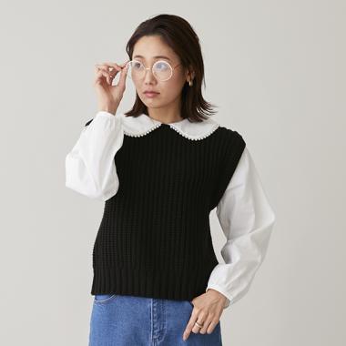 【リンク】パールニットドッキングトップス