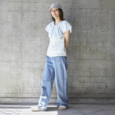 【リンク】ワイドデニムパンツ(レディース)