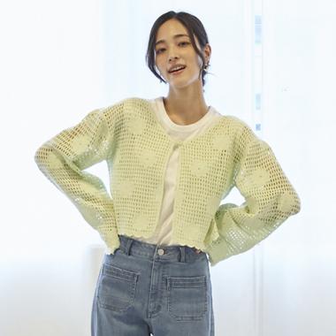 【リンク】花モチーフクロシェカーデ(レディース)